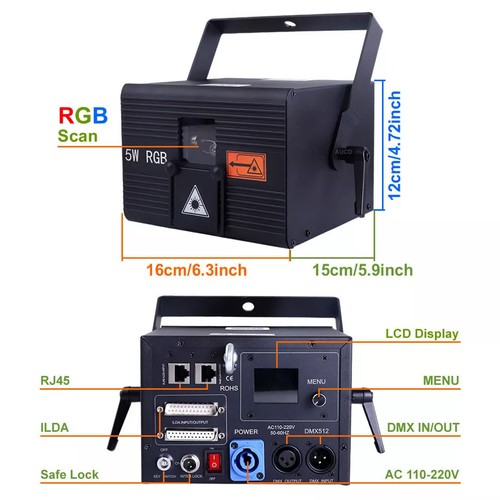 App Edit 5W RGB iLDA DMX Animation laser projector For Wedding Party Stage Light - Picture 4 of 16