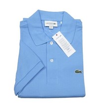 Image of Lacoste Men's Blue Solid Classic Fit Short Sleeve Mesh Polo Shirt
