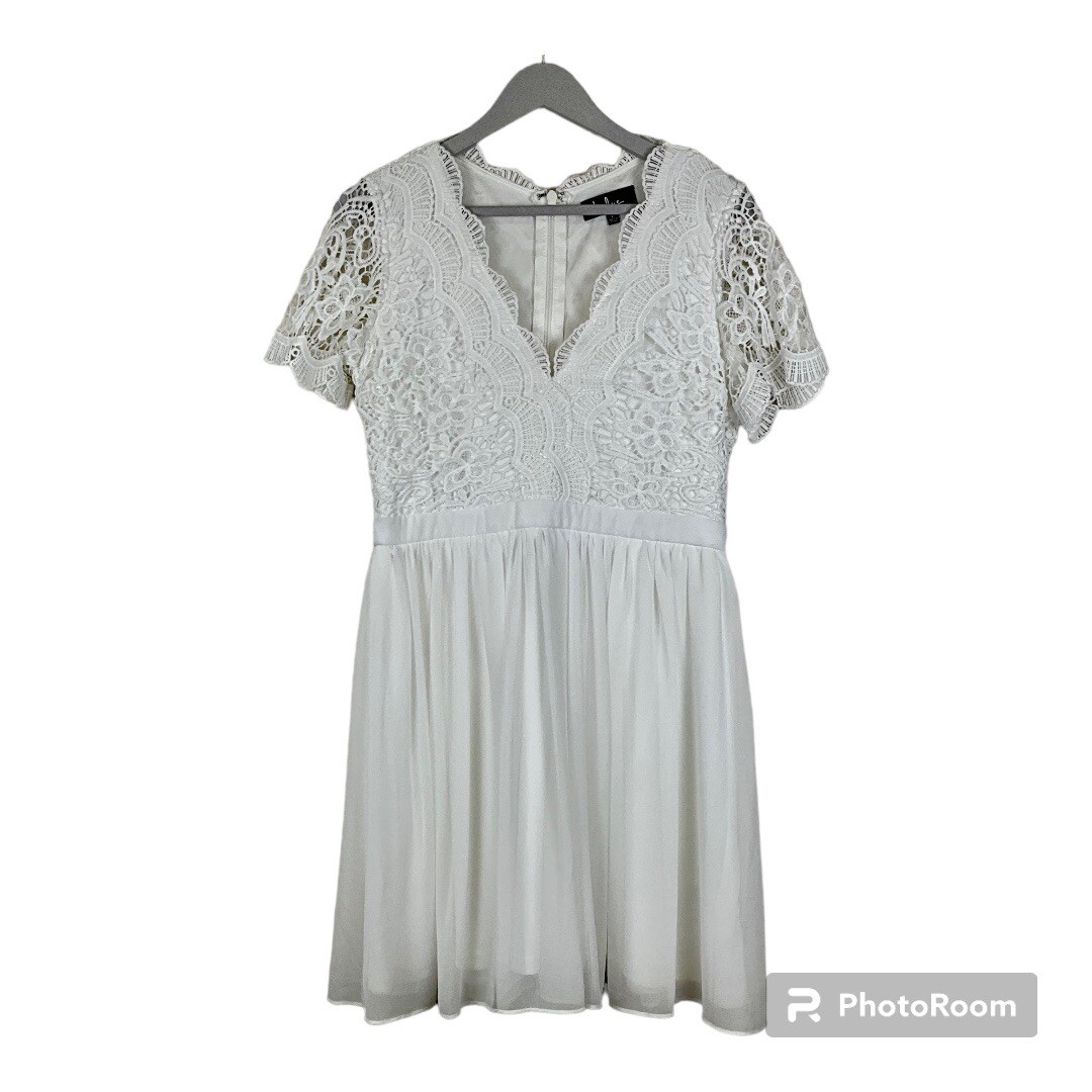 Lulus Angel in disguise white lace skater Pleated Women's Mini dress Size  Large | eBay