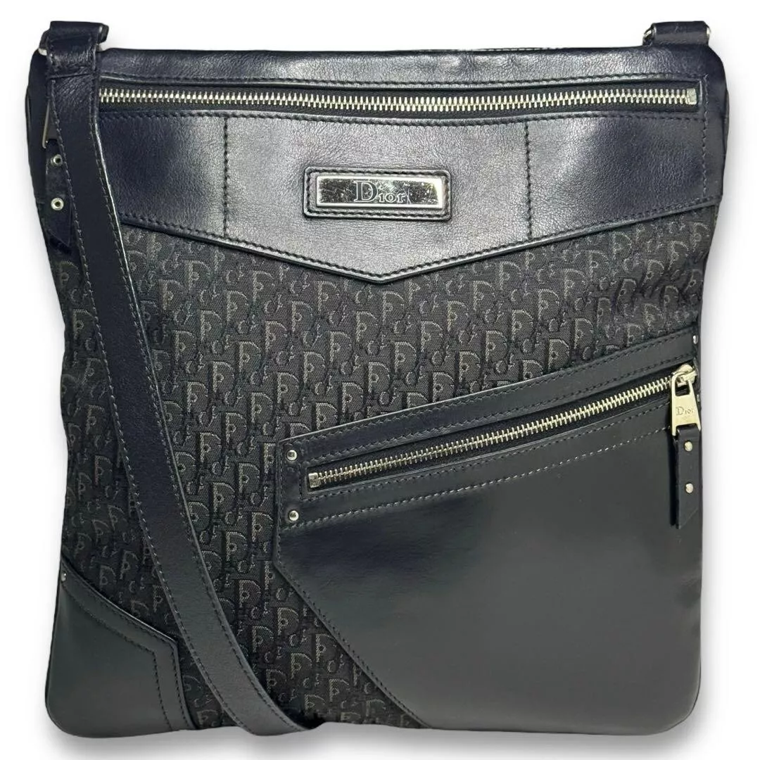 Sac bandoulière Christian Dior Trotter Street Chic toile cuir noir occasion authentique