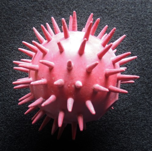 2" 100% Natural Rubber Spikey/Spiked Ball w/ Bell Cat Play Chase Fun Toy Jeffers - Picture 2 of 4
