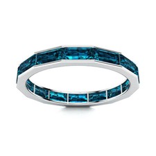 5X3 MM Baguette London Blue Topaz 925 Sterling Silver Full Eternity Wedding Ring