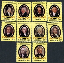 Liberia 1981 American Presidents 250th Anniv George Washington MNH (SC# 901-910)