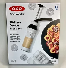 OXO SoftWorks Cookie Press Set – 20 Pieces 18 Cookie Disks BPA-Free Easy Use