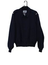 Vintage Dscp Women's Jacket Chest: 44 In Blue Polyester With Wool Bomber Jacket