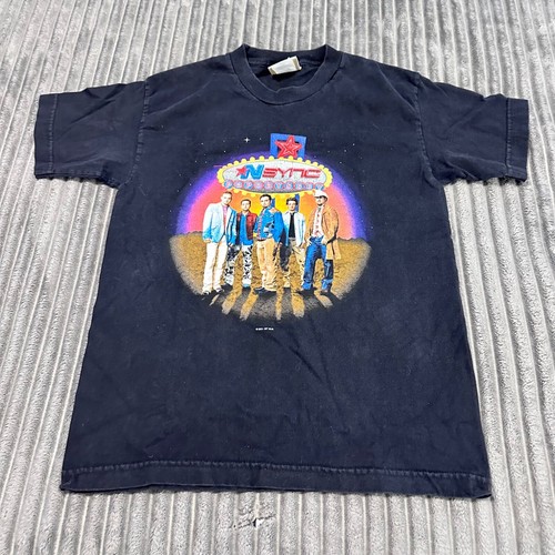 VTG N'Sync T-Shirt Youth L Black Pop Odyssey Tour Band Tee 2001 Y2K USA Made
