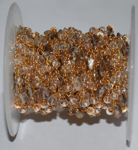 bulk beaded rosary chain. 4mm crystal gemstone beads jewelry making body chain - Picture 2 of 6