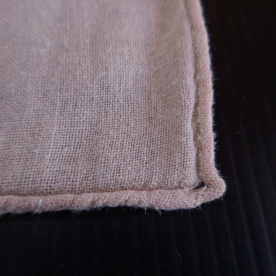 Napperon lin rectangle marron blanc broderie fleur Art Nouveau France N7201 - Photo 3/4