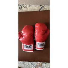 Guantoni da boxe Everlast vintage pelle rossa mano sinistra autografo pizzo originali USA