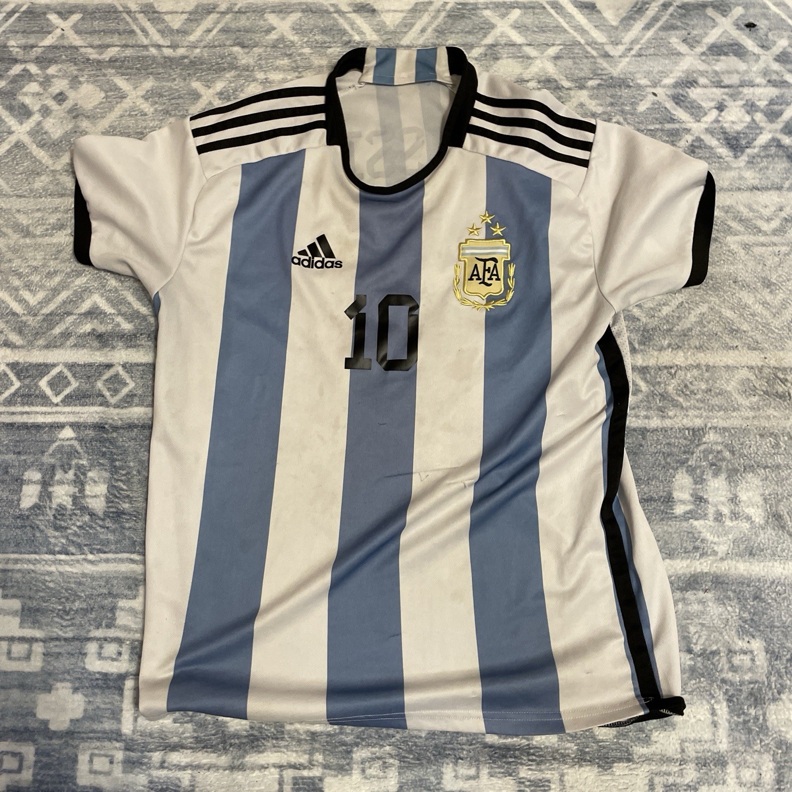 Argentina 2022 World Cup Final Jersey #10 MESSI Soccer Football Jersey Size M