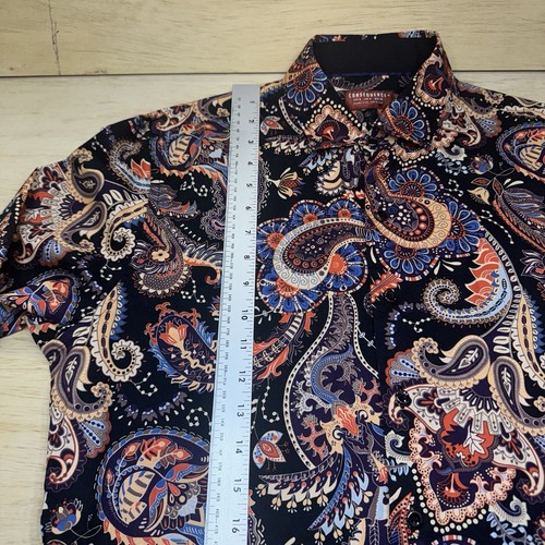 Consequence Shirt Mens Medium Black Dragon Paisley Long Sleeve Button Up Stretch - Picture 10 of 22
