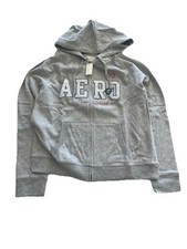 Aeropostale Women  s Gray New York Crest Full-Zip Hoodie Size XL
