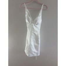 Adyce Womens White Lace Up Back Bodycon Mini Dress Sweetheart Neck Small