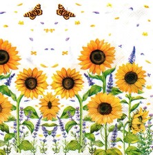  2 Two Paper Lunch Napkins for Decoupage/Mixed Media - Sunflower Field floral