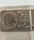 1973 May You Never Be Broke Crabtree Mint 1 OZ .999 Silver Art Bar Dime spot BU