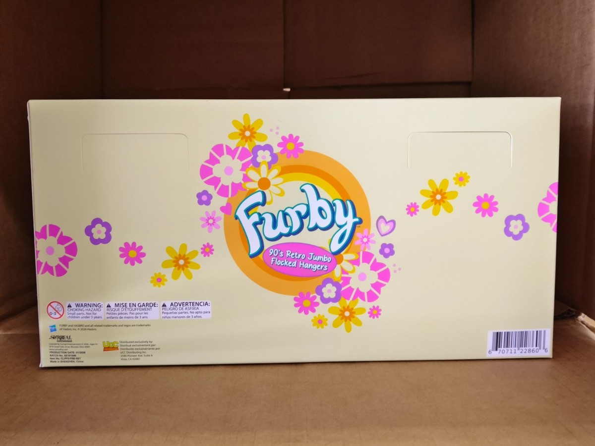 ORIGINAL BOX OF 9 PIECES HASBRO FURBY 90'S RETRO JUMBO FLOCKED