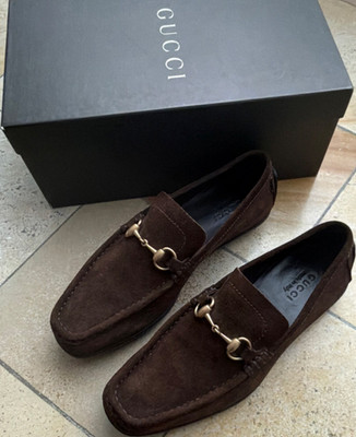 Gucci Herren Halbschuhe Wildleder braun Größe 42  Mokassin loafer 