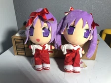 FuRyu 2010 Lucky Star Hiiragi Tsukasa & Kagami Plush Kadokawa Shrine Maidens Set