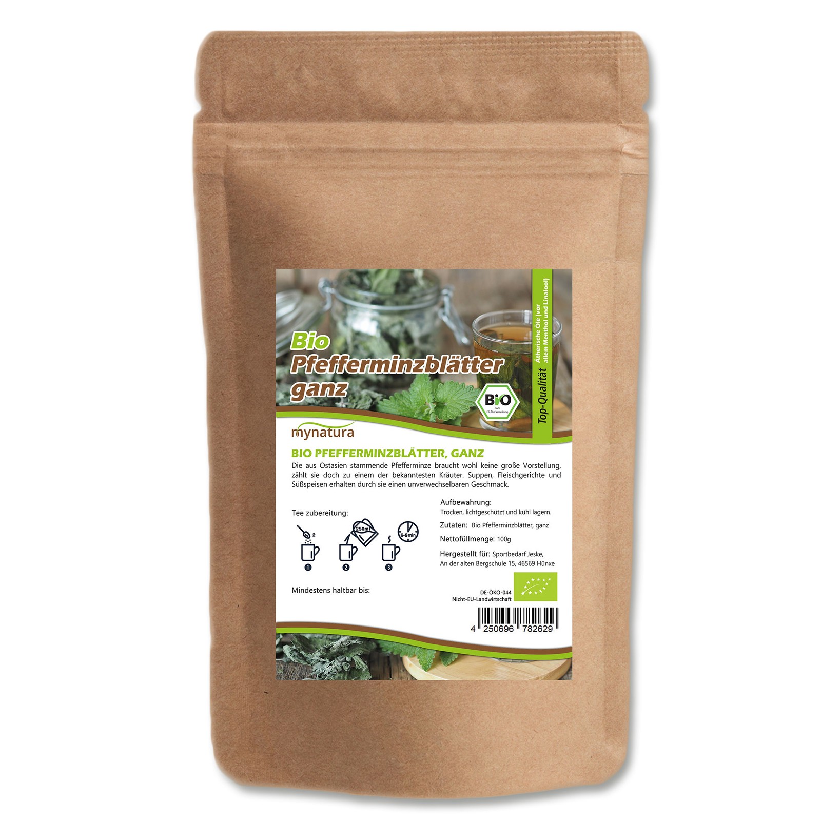 Mynatura Bio Pfefferminzblätter ganz 500g I Pfefferminz Tee Mint Tea