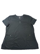 Dickies Scrub Top Womens XL Black Stretch Medical Uniform Nurse Workwear Genuine