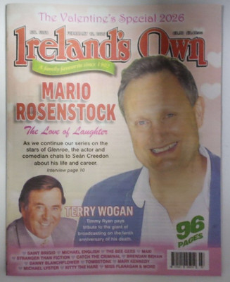 Ireland's Own magazine 13th Feb 2026 Mario Rosenstock +Terry Wogan 10th Annivers