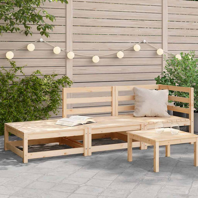 Ecksofa 2-teilig massiv Kiefer Holz natur 70x70x67 cm modular Terrasse Outdoor2tlg