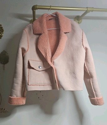 Clothing Zara Pink Faux Suede Coat Zara Jacket, Faux Fur Suede