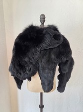 Black Fox Fur Full Pelt Stole Shawl Shoulder Wrap Head And Tail