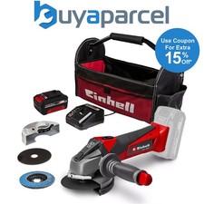 Image of Einhell 18v 115mm Angle Grinder Cordless PXC + 4ah Battery + Tote Bag + 2 Discs