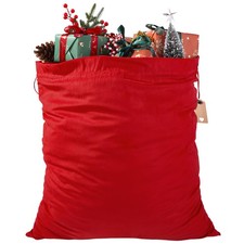 Large Christmas Velvet Santa Bags 31x28 Inch Red Gift Presents Drawstring