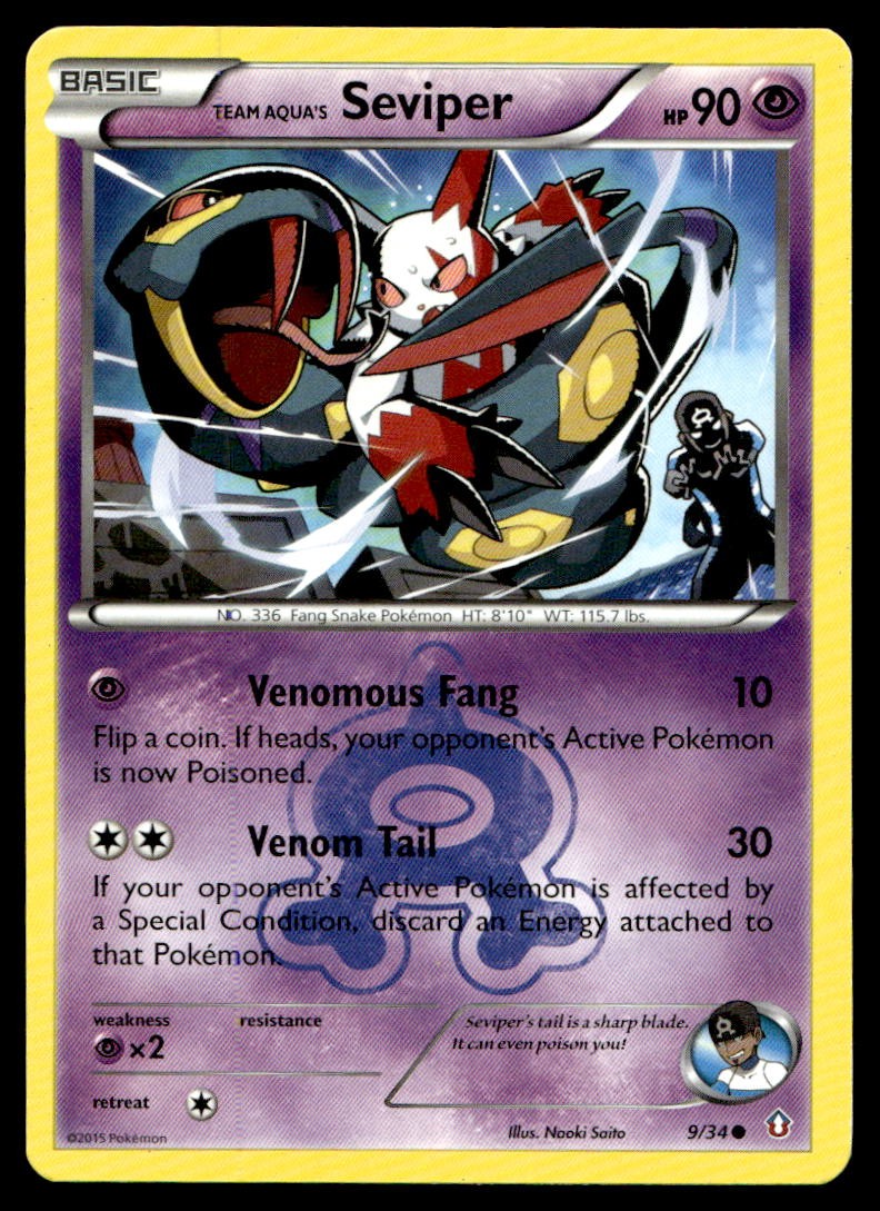 Team Aqua's Seviper Double Crisis Common 9/34 2015 Pokemon TCG