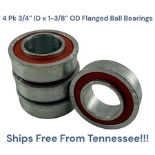 4 Pack Flanged Ball Bearing ID 3/4" x OD 1-3/8" Lawn Mower Wheelbarrow Cart
