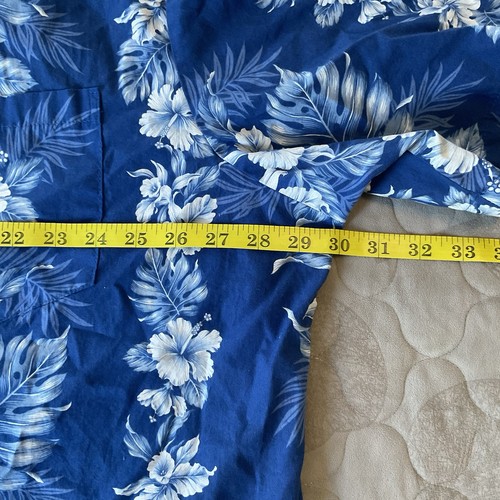 KY'S Mens Hawaiian Shirt 3XL Tropical Floral Lei Tiki Made in Hawaii XXXL- Blue - Picture 10 of 13