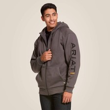 Ariat Rebar All-Weather Full Zip Hoodie, Rebar Gray, Size Medium