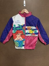 Vintage Kids Disney The Little Mermaid Color Block Windbreaker Size 7-8