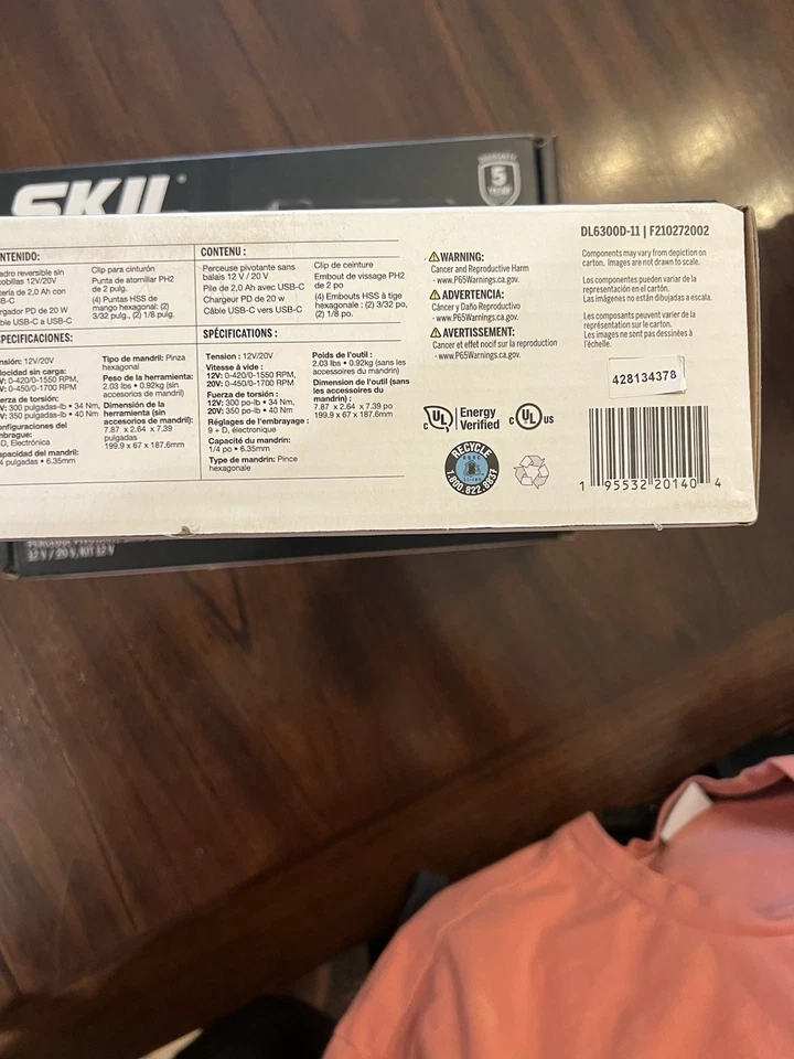 SKIL PWRCORE 12V Kit Taladro Destornillador Sin Escobillas con Batería y Cargador DL529002 Foto 4 de 4