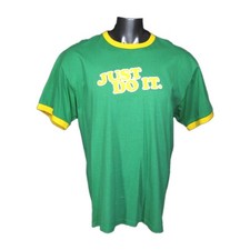 Vintage Nike Old School Just Do It T Shirt SZ L Green Yellow White 2004