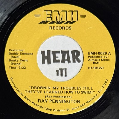 Obscure TN Country Booze 45 RAY PENNINGTON Drownin' My Troubles EMH hear