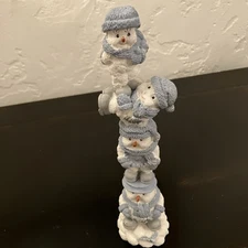 THE ENCORE GROUP INC CHRISTMAS HOLIDAY STACKED UP SNOWMANS FIGURINE 9" X 2"