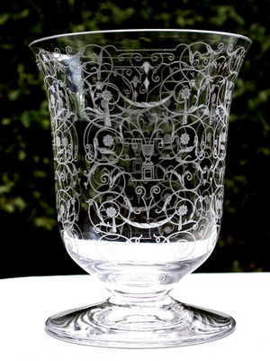 Baccarat France Glas Vase ° Bechervase ° Dekor MICHELANGELO ° Ätzmarke
