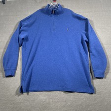 Polo Ralph Lauren Men's 2XLT Tall Estate Rib 1/4 Zip Sweater Blue Flesh Pony