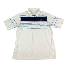 Nike Tennis Polo - RF Roger Federer 2007 White w/ Stripes,  Men’s Size Large