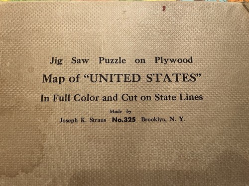 Vintage Wooden Map of the United States Jig Saw Puzzle Joseph Straus No. 325 - Picture 10 of 18