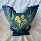 Roseville Blue Calla Lily Art Pottery Vase 895-8 Art Deco 8 in Handles