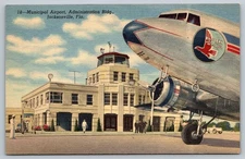 Vintage Jacksonville FL Municipal Airport Administration Building Postcard