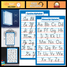 ABC Alphabet Cursive  Manuscript Chart Poster Set - Laminated 18"x24" - Educati