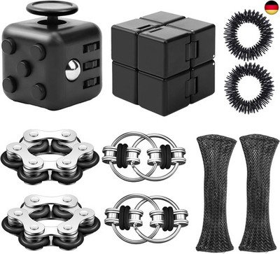 Fidget Cube, 10 teiliges Anti Stress Spielzeug Set für Erwachsene and Kinder, 