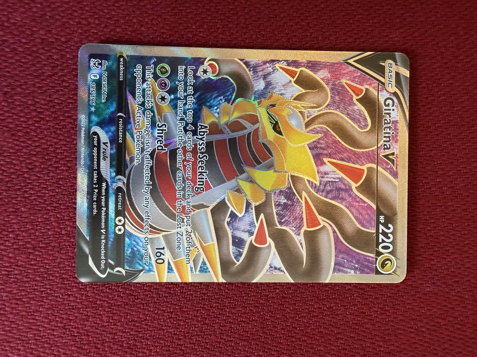 Giratina V 185/196 Ultra Rare Lost Origin Pokemon NM