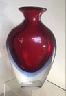 VINTAGE MURANO GLASS VASE 2 COLOR SOMMERSO CENEDESE SEGUSO 8.5"