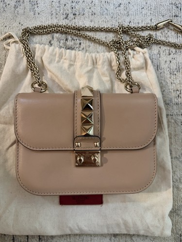 Valentino Rockstud Valentino Lock Shoulder Bag In Camel Rose